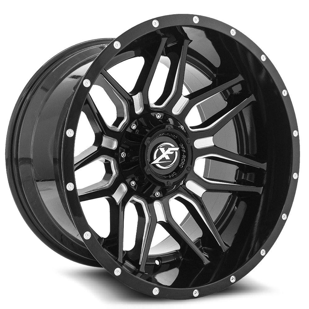 XF OFF-ROAD XF-222 26X14 -76 5X127/5X139.7 GLOSS BLACK & MILLED