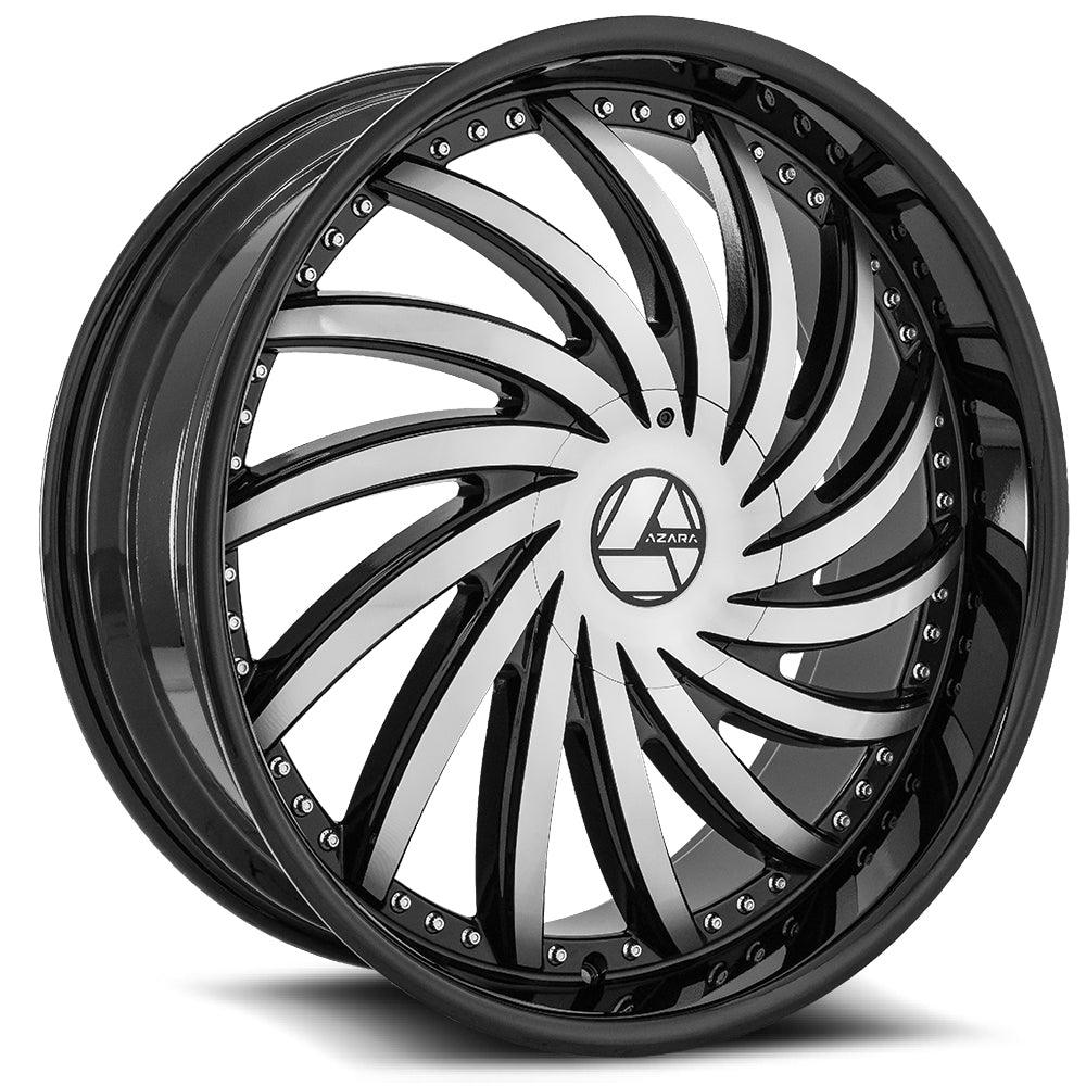 AZARA AZA-508 26X9.5 25 6X135/6X139.7 GLOSS BLACK & MACHINED