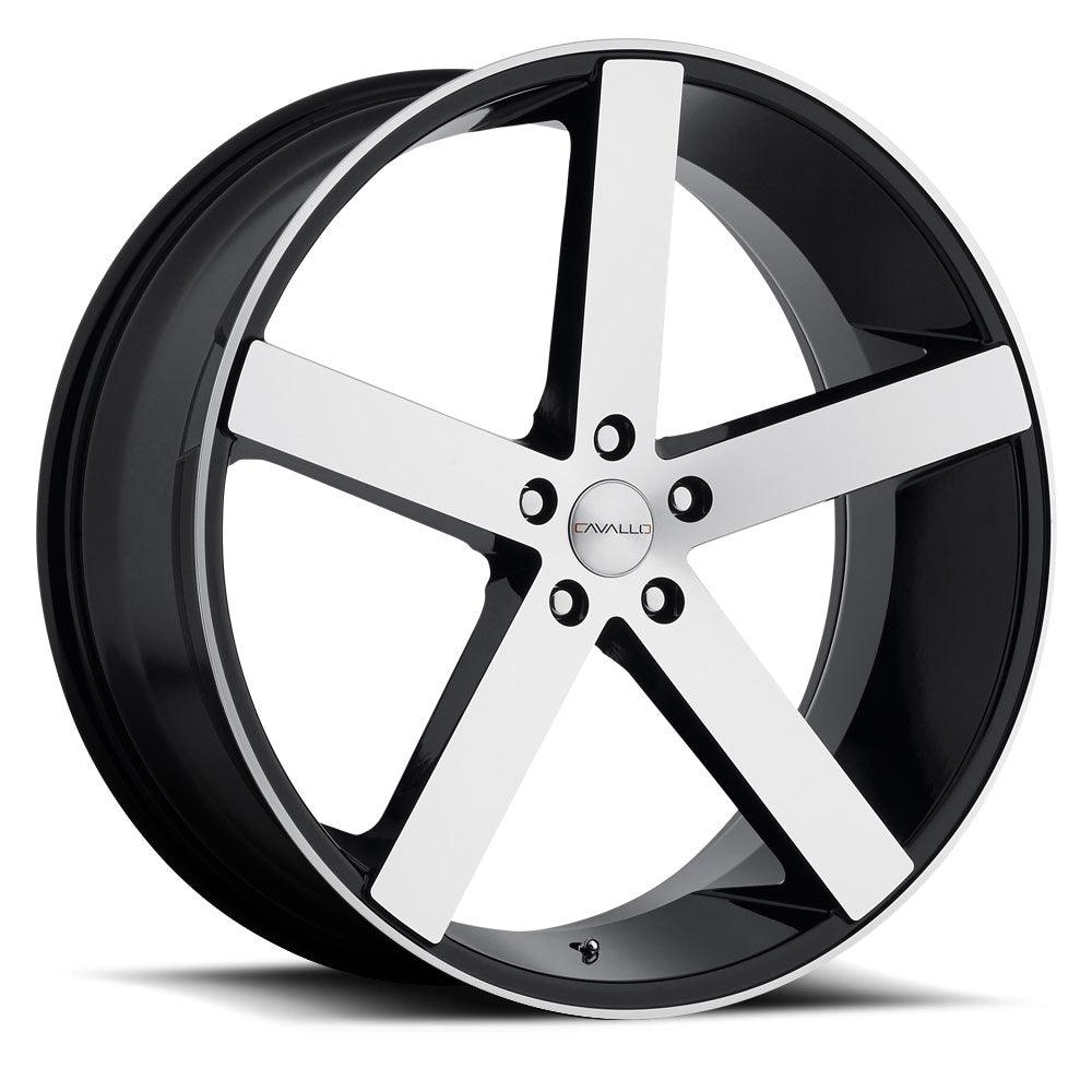 CAVALLO CLV-5 20X8.5 35 5X112 GLOSS BLACK & MACHINED