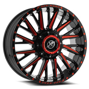 XF OFF-ROAD XF-226 20X9 0 5X139.7/5X150 GLOSS BLACK & RED MILLED