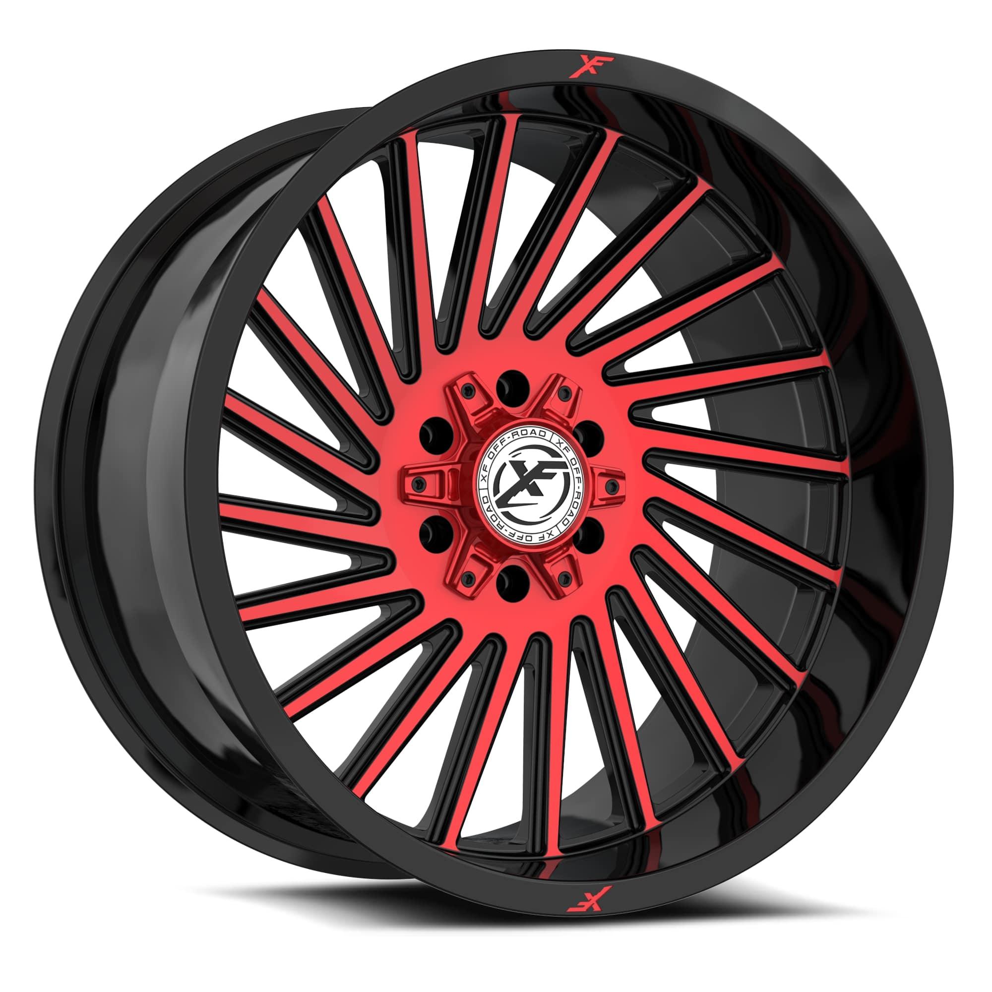 XF OFF-ROAD XF-239 20X10 -12 8X165.1/8X180 GLOSS BLACK & RED MACHINED