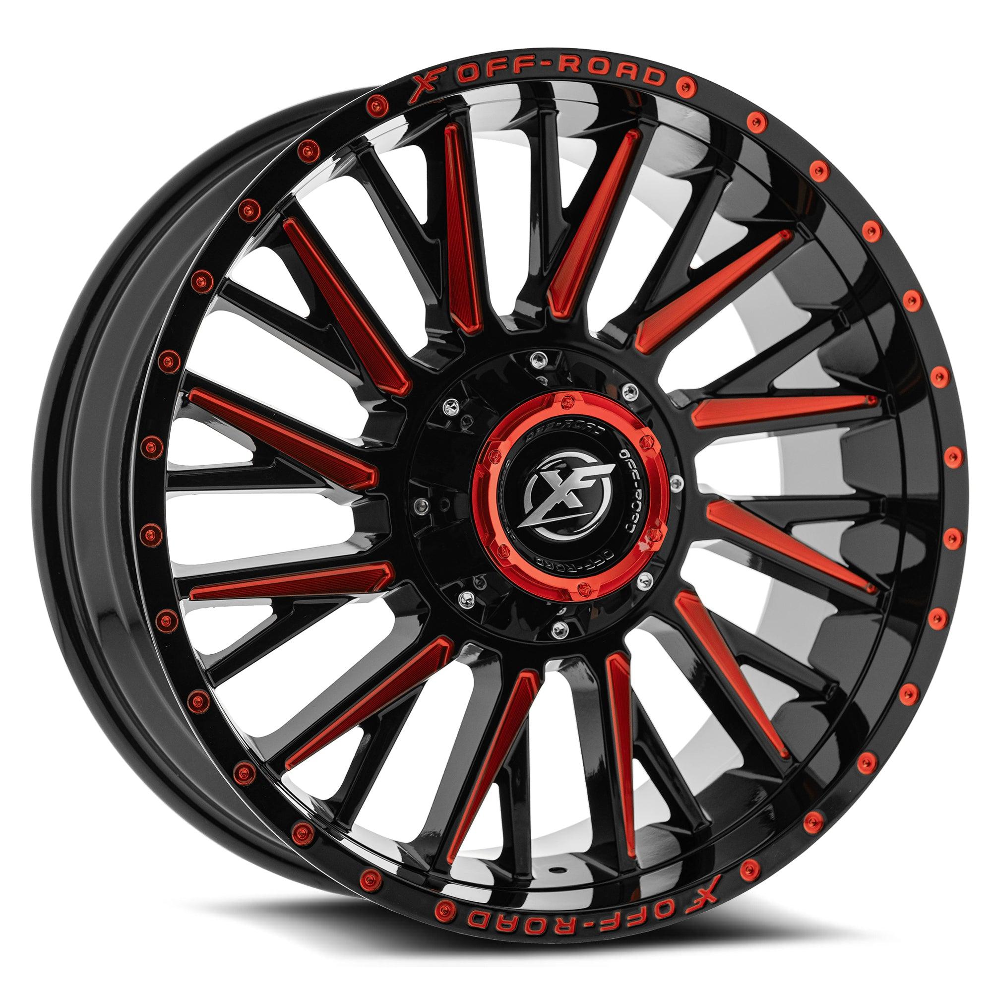 XF OFF-ROAD XF-226 20X9 0 6X135/6X139.7 GLOSS BLACK & RED MILLED