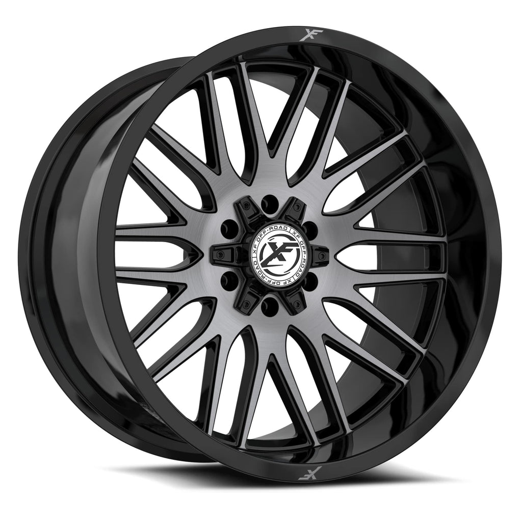 XF OFF-ROAD XF-240 22X12 -44 BLANK 8X GLOSS BLACK & BRUSHED DOUBLE DARK TINT