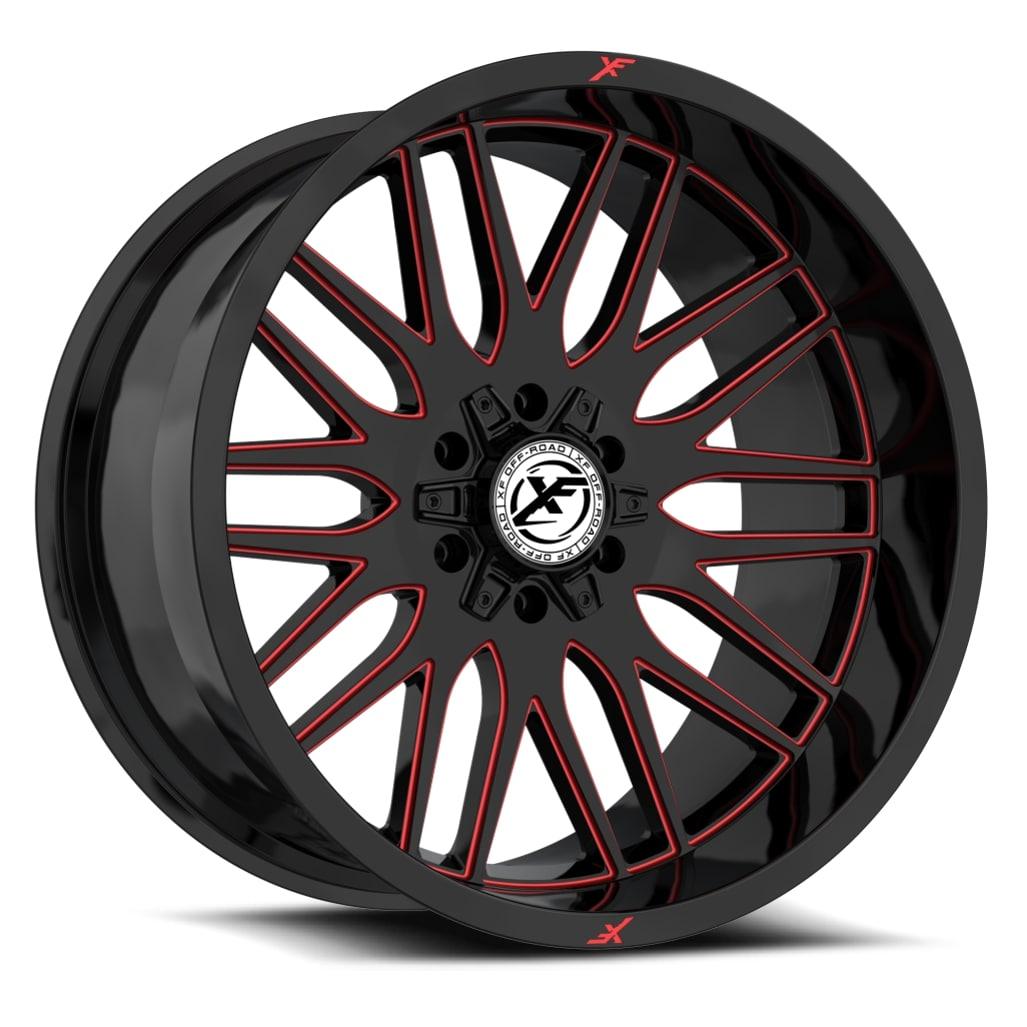 XF OFF-ROAD XF-240 24X12 -44 BLANK 8X GLOSS BLACK & RED MILLED