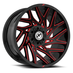 XF OFF-ROAD XF-229 22X10 -24 6X135/6X139.7 GLOSS BLACK & RED MILLED