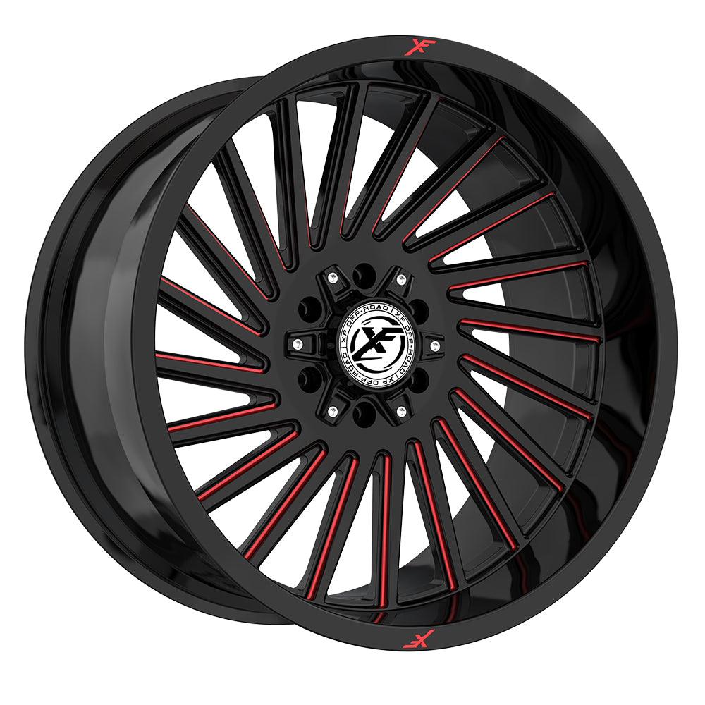 XF OFF-ROAD XF-239 20X9 12 5X127/5X139.7 GLOSS BLACK & RED MILLED