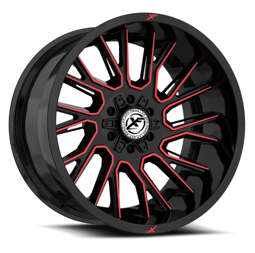 XF OFF-ROAD XF-230 20X10 -24 BLANK 8X GLOSS BLACK & RED MACHINED