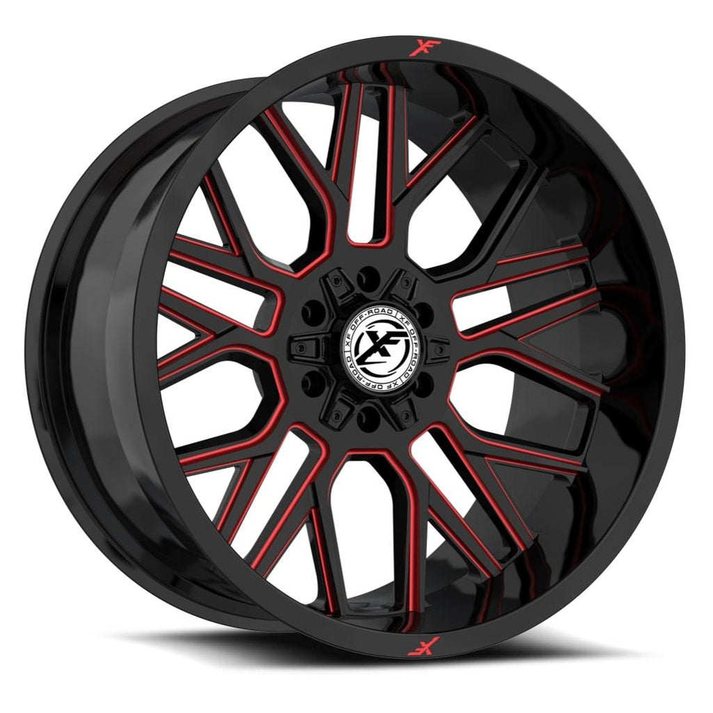 XF OFF-ROAD XF-235 20X10 -12 BLANK 8X GLOSS BLACK & RED MILLED