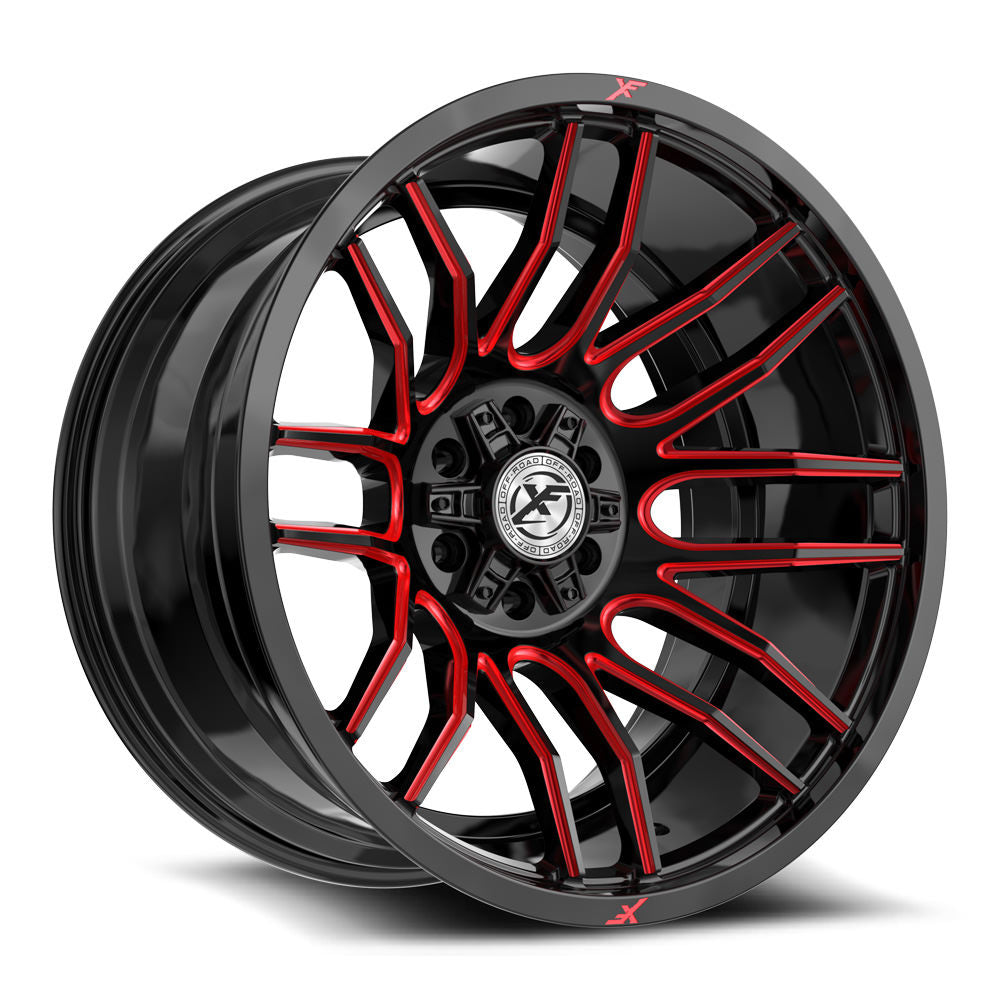 XF OFF-ROAD XF-232 20X9 12 6X135/6X139.7 GLOSS BLACK & RED MACHINED