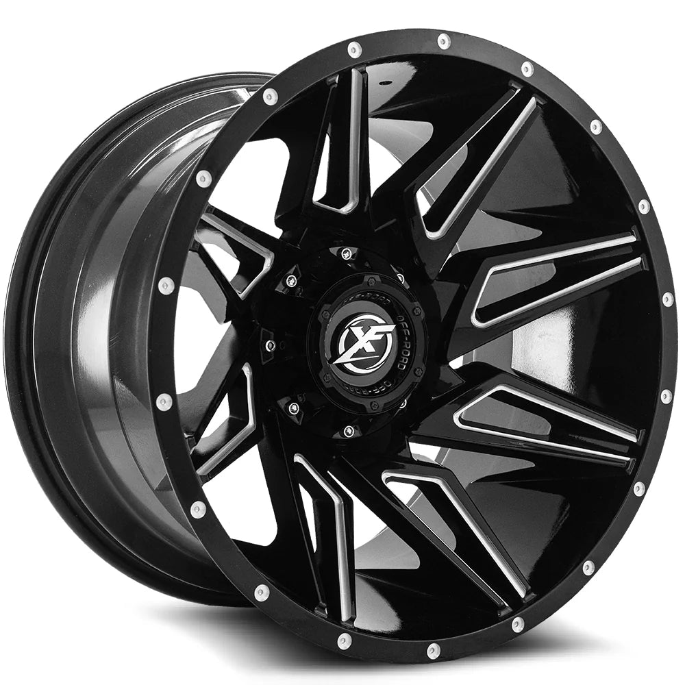 XF OFF-ROAD XF-218 20X10 -12 BLANK 5X/BLANK 6X GLOSS BLACK & MILLED