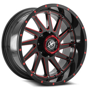XF OFF-ROAD XF-216 20X12 -44 8X165.1/8X170 GLOSS BLACK & RED MILLED