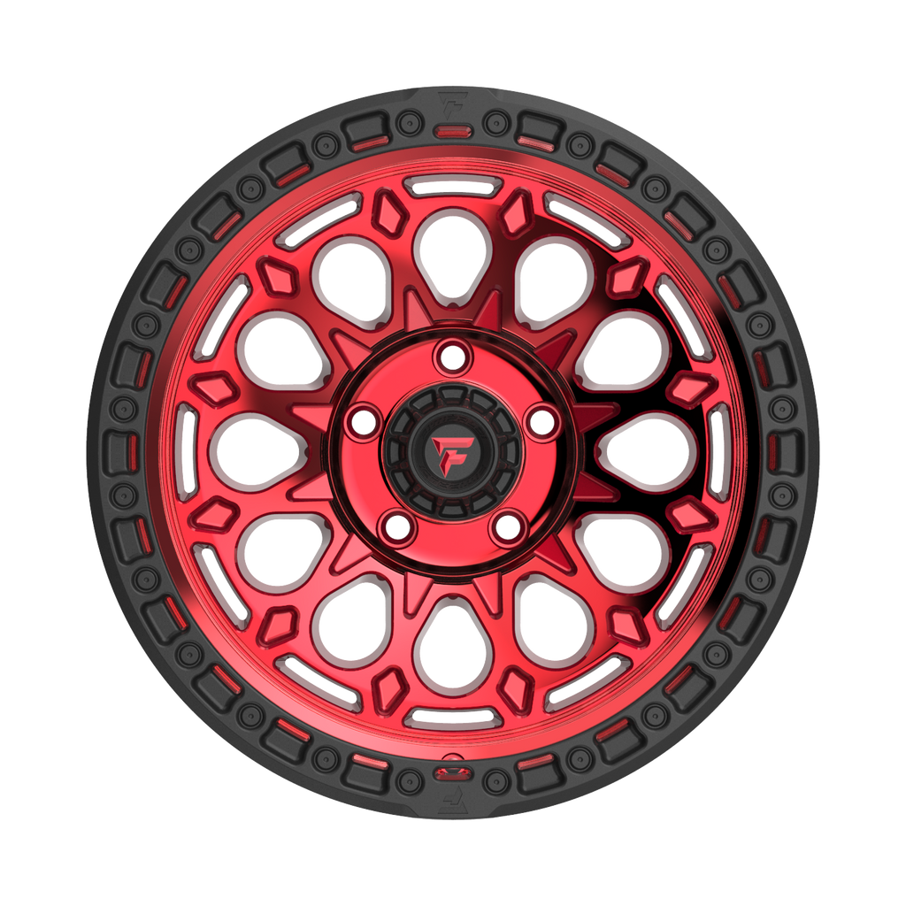 FITTIPALDI FT101RTB 17X9, PCD 5X5.00, ET-12, CB 71.5-MACHINED W/ GLOSS RED TINT & SATIN BLACK RING