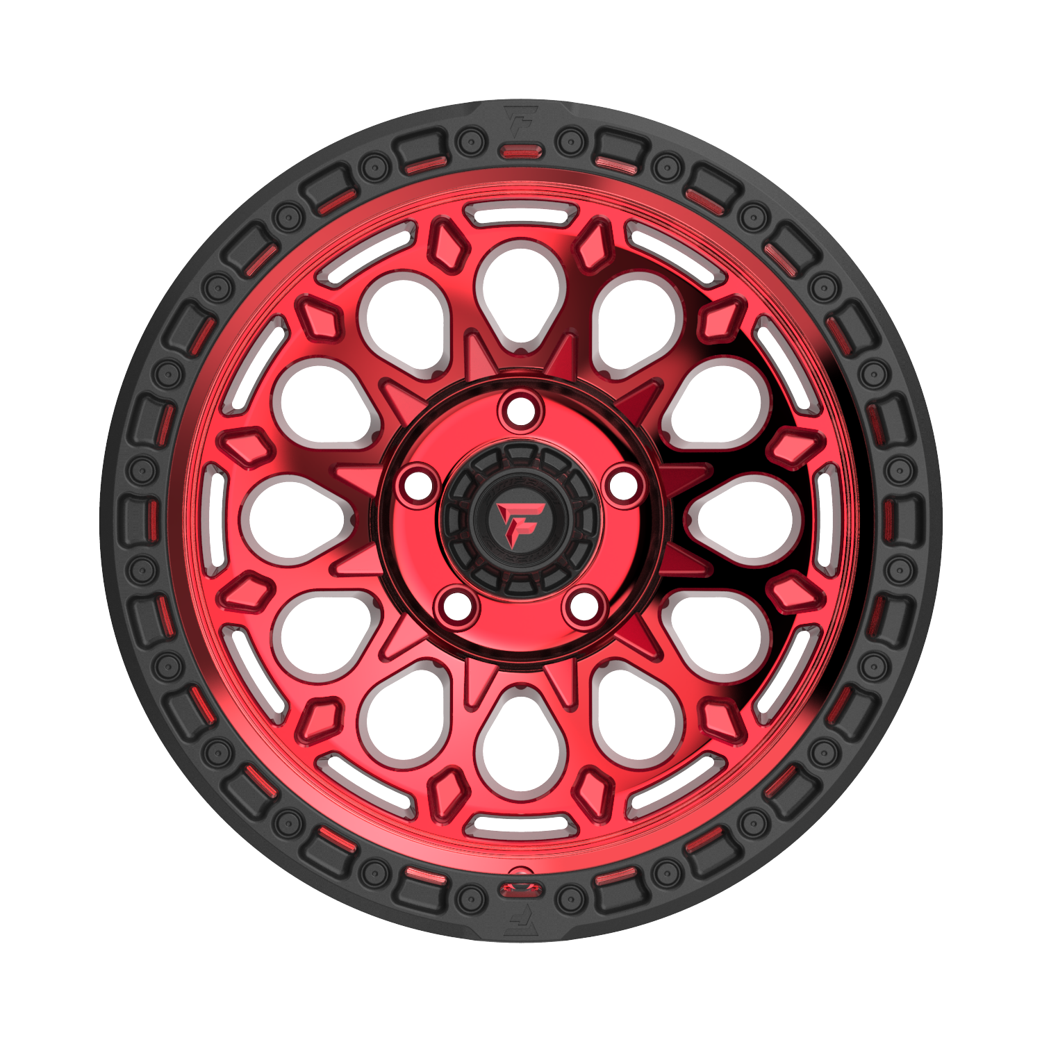 FITTIPALDI FT101RTB 17X9, PCD 5X5.00, ET-12, CB 71.5-MACHINED W/ GLOSS RED TINT & SATIN BLACK RING