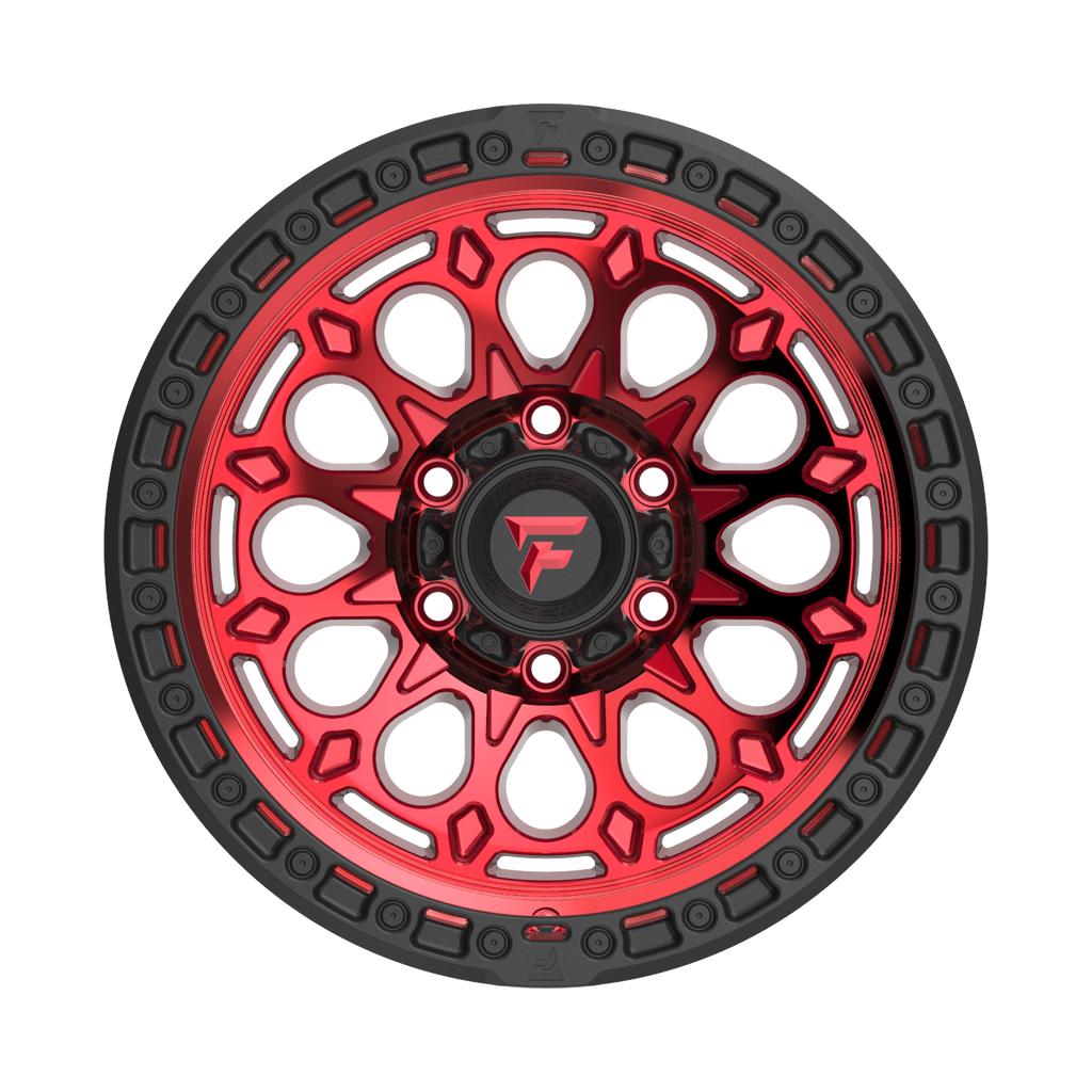 FITTIPALDI FT101RTB 17X9, PCD 6X5.50, ET-12, CB 106.2-MACHINED W/ GLOSS RED TINT & SATIN BLACK RING