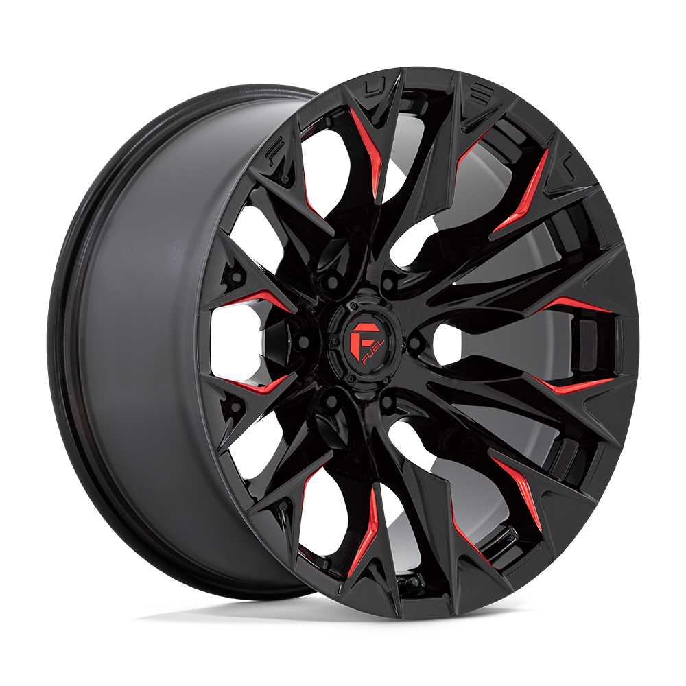 Fuel 1PC D823 FLAME 20X10 -18 6X135 GLOSS BLACK MILLED WITH CANDY RED