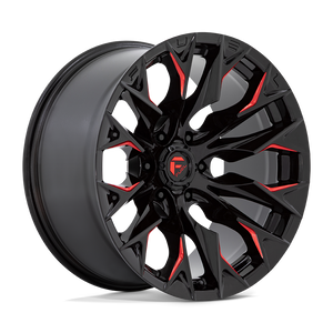 Fuel 1PC D823 FLAME 20X10 -18 6X135 GLOSS BLACK MILLED WITH CANDY RED