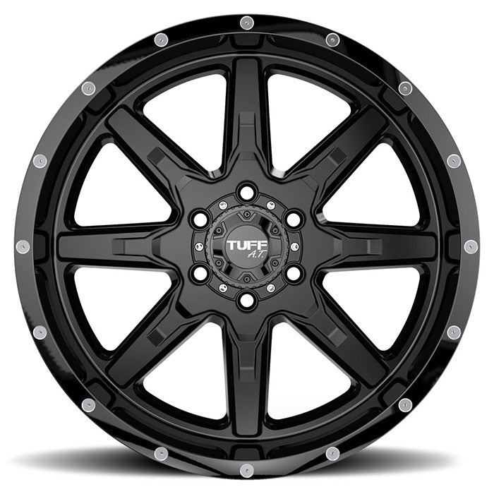 Tuff T15 17X9 -13 6X139.7/6X5.5 SATIN BLACK W/ GLOSS BLACK LIP