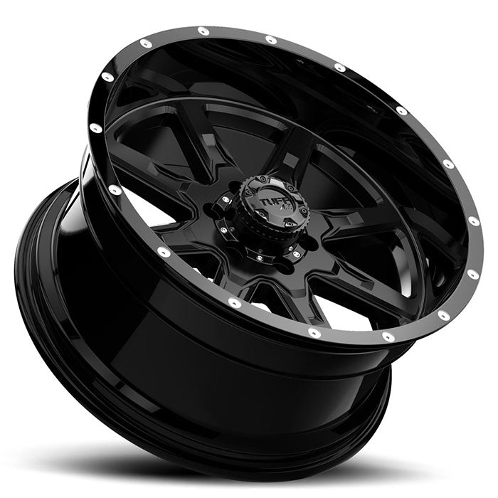 Tuff T15 17X9 -13 6X139.7/6X5.5 SATIN BLACK W/ GLOSS BLACK LIP