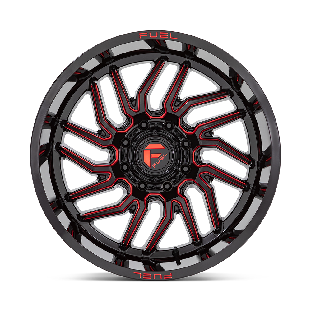 Fuel 1PC D808 HURRICANE 22X12 -44 6X135 GLOSS BLACK MILLED RED TINT