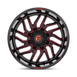 Fuel 1PC D808 HURRICANE 22X12 -44 6X135 GLOSS BLACK MILLED RED TINT