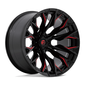 Fuel 1PC D823 FLAME 22X12 -44 6X135 GLOSS BLACK MILLED WITH CANDY RED