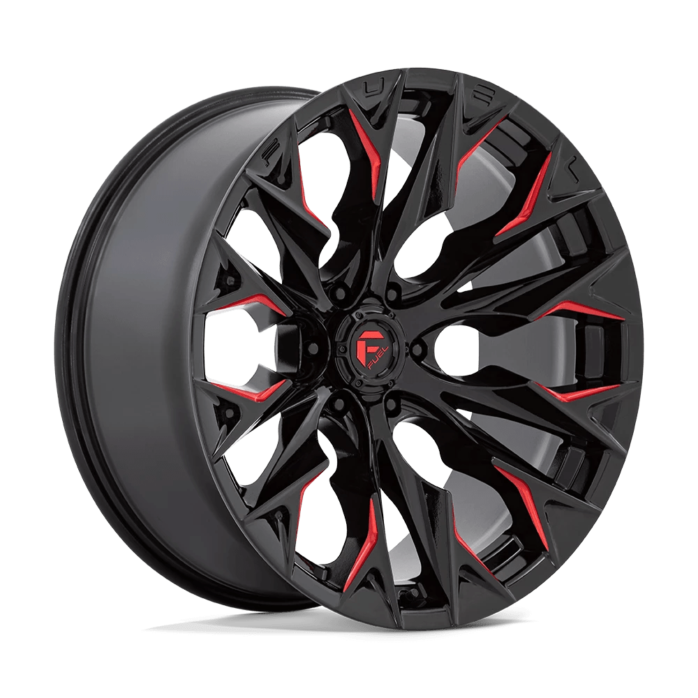 Fuel 1PC D823 FLAME 22X10 -18 6X135 GLOSS BLACK MILLED WITH CANDY RED