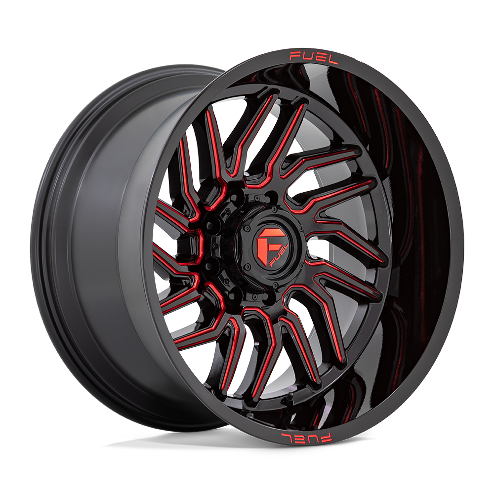 Fuel 1PC D808 HURRICANE 22X12 -44 6X135 GLOSS BLACK MILLED RED TINT