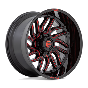 Fuel 1PC D808 HURRICANE 22X12 -44 6X135 GLOSS BLACK MILLED RED TINT