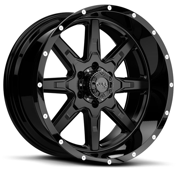 Tuff T15 17X9 -13 6X139.7/6X5.5 SATIN BLACK W/ GLOSS BLACK LIP