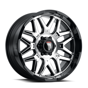 AMERICAN TRUXX GRIND AT151 20x9 -12 5x139.7 GLOSS BLACK/MACHINED W/ CHROME INSERT