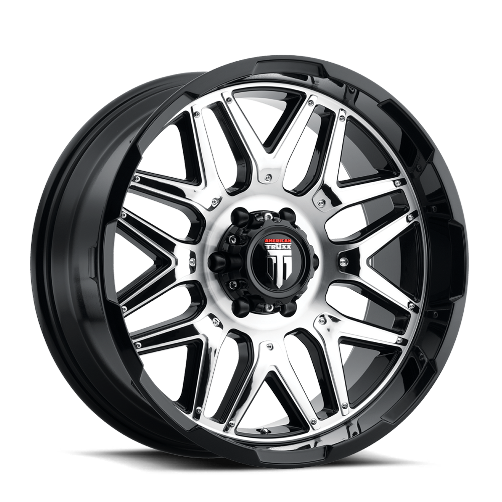 AMERICAN TRUXX GRIND AT151 20x9 -12 6x135 GLOSS BLACK/MACHINED W/ CHROME INSERT