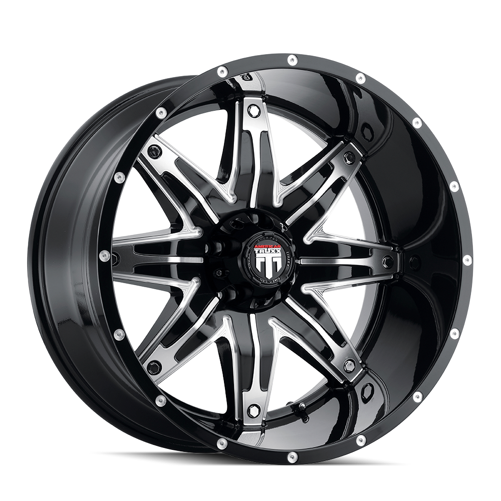 AMERICAN TRUXX LONESTAR AT185 22x12 -44 6x135 BLACK/MACHINED