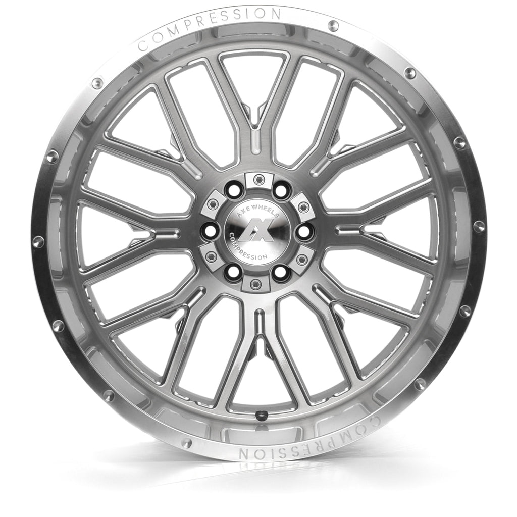 AXE Compression Forged Off-Road AX6.1 24x12 -44 6x135/6x139.7 (6x5.5) Silver Brush Milled