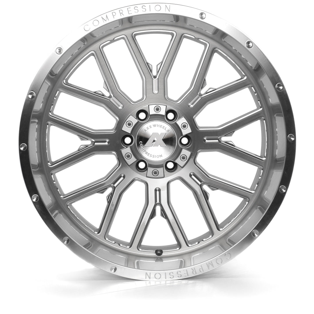 AXE Compression Forged Off-Road AX6.1 24x12 -44 8x165.1 (8x6.5) Silver Brush Milled