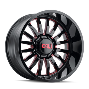 CALI OFF-ROAD SUMMIT 9110 24X14 -76MM 6x135 87.1MM GLOSS BLACK/RED MILLED SPOKES