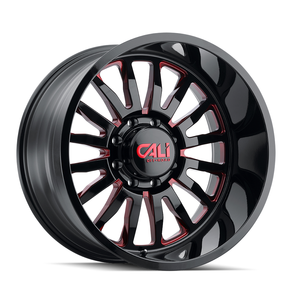 CALI OFF-ROAD SUMMIT 9110 24X14 -76MM 8x170 125.2MM GLOSS BLACK/RED MILLED SPOKES