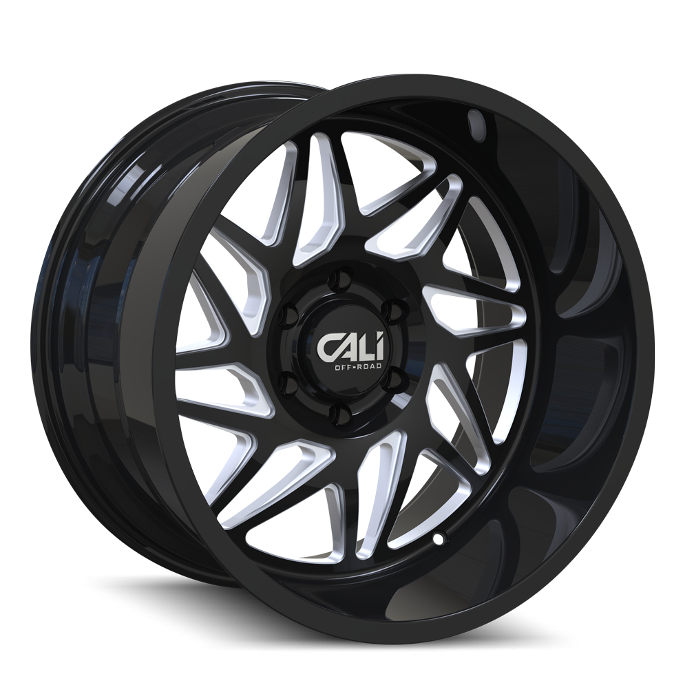 CALI OFF-ROAD GEMINI 9112 22X12 -51MM 6x139.7 106MM GLOSS BLACK/MILLED SPOKES