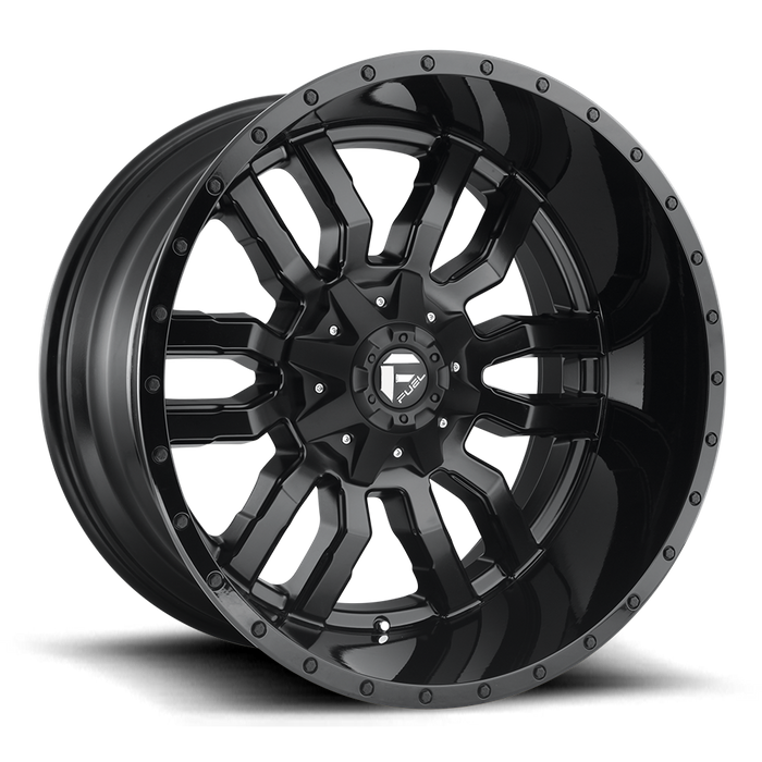Fuel 1PC D596 SLEDGE 22X10 -18 5X114.3/5X127/5X4.5/5.0 MATTE BLACK GLOSS BLACK LIP