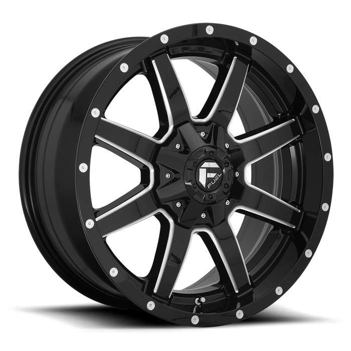 Fuel 1PC D610 MAVERICK 20X10 -12 6X135/6X5.3/6X139.7/6X5.5 GLOSS BLACK MILLED
