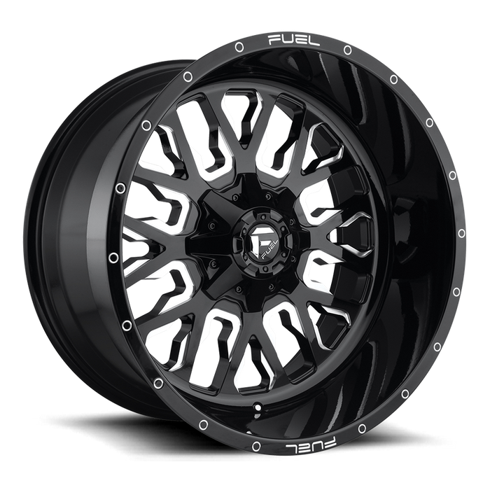 Fuel 1PC D611 STROKE 22x12 -44 5x114.3/5x127/5x4.5/5.0 GLOSS BLACK MILLED