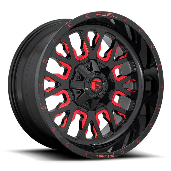 Fuel 1PC D612 STROKE 22x12 -44 5x114.3/5x127/5x4.5/5.0 GLOSS BLACK RED TINTED CLEAR