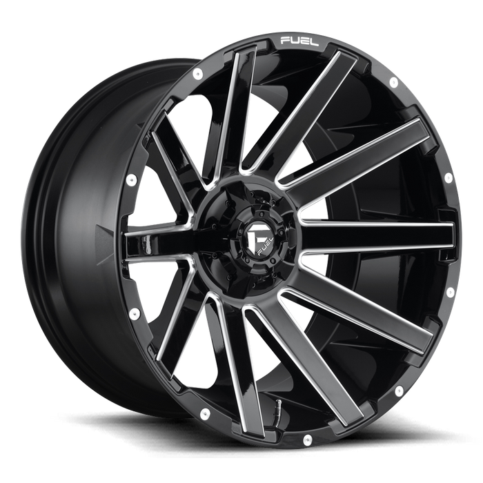 Fuel 1PC D615 CONTRA 26x12 -44 6x135/6x139.7/6x135/5.5 GLOSS BLACK MILLED