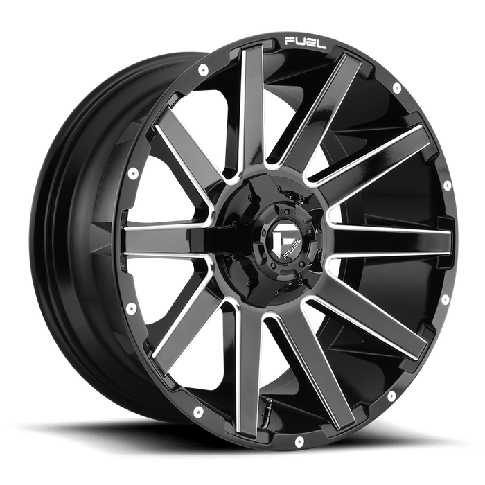 Fuel 1PC D615 CONTRA 20x9 1 5x139.7/5x150/5x5.5/150 GLOSS BLACK MILLED