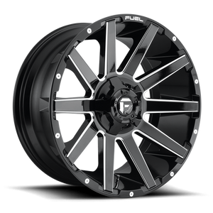 Fuel 1PC D615 CONTRA 20x9 1 5x139.7/5x150/5x5.5/150 GLOSS BLACK MILLED