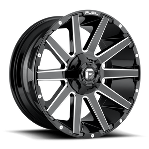 Fuel 1PC D615 CONTRA 20x9 20 6x135/6x139.7/6x135/5.5 GLOSS BLACK MILLED