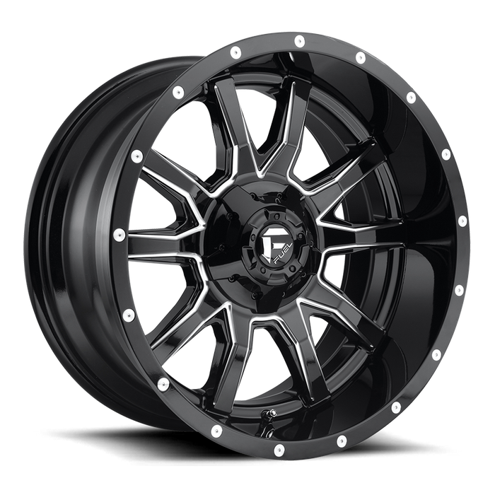 Fuel 1PC D627 VANDAL 20X10 -18 6X135/6X5.3/6X139.7/6X5.5 GLOSS BLACK MILLED