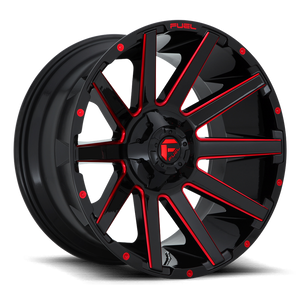 Fuel 1PC D643 CONTRA 20x10 -18 8x170/8x6.7 GLOSS BLACK RED TINTED CLEAR