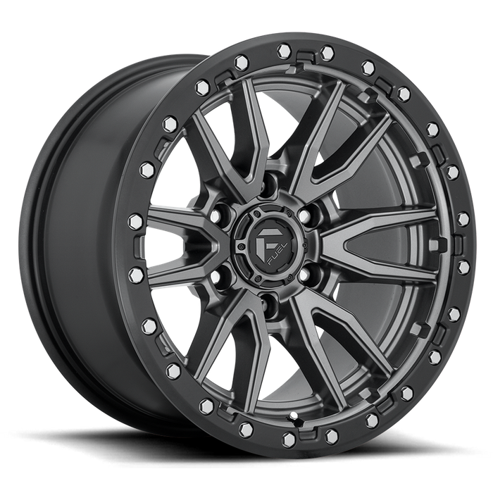 Fuel 1PC D680 REBEL 22x12 -44 6x139.7/6x5.5 MATTE GUN METAL BLACK BEAD RING