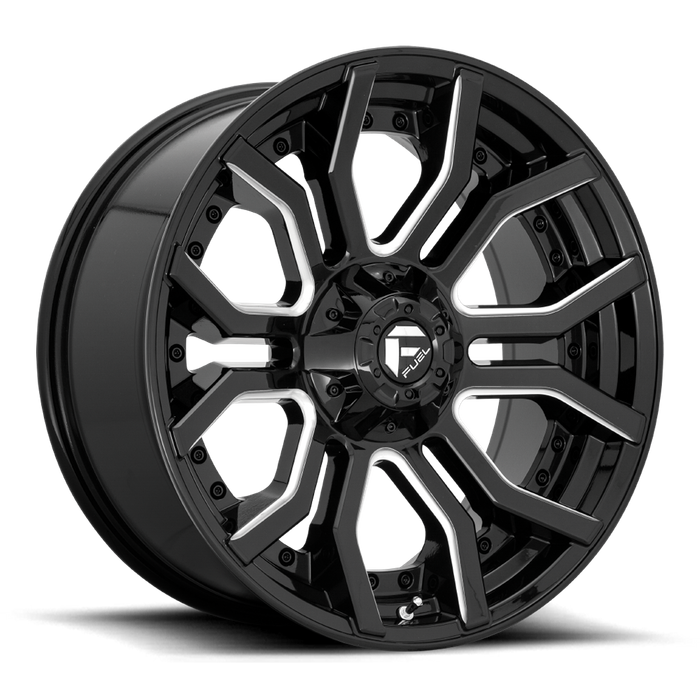 Fuel 1PC D711 RAGE 22X10 -18 6X135/6X5.3/6X139.7/6X5.5 GLOSS BLACK MILLED