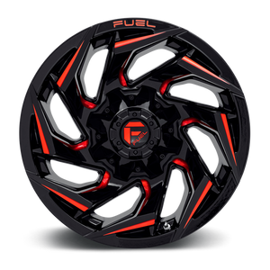 Fuel 1PC D755 REACTION 17X9 1 6X135/6X5.3/6X139.7/6X5.5 Gloss Black Milled With Red Tint